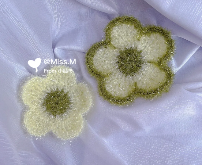 【钩针图解】花朵洗碗巾