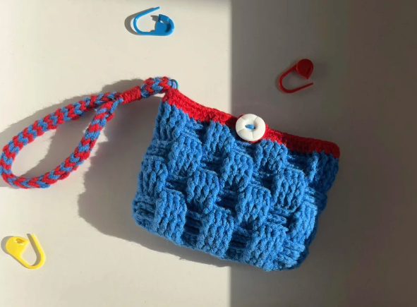 【钩针图解】棋盘格小包